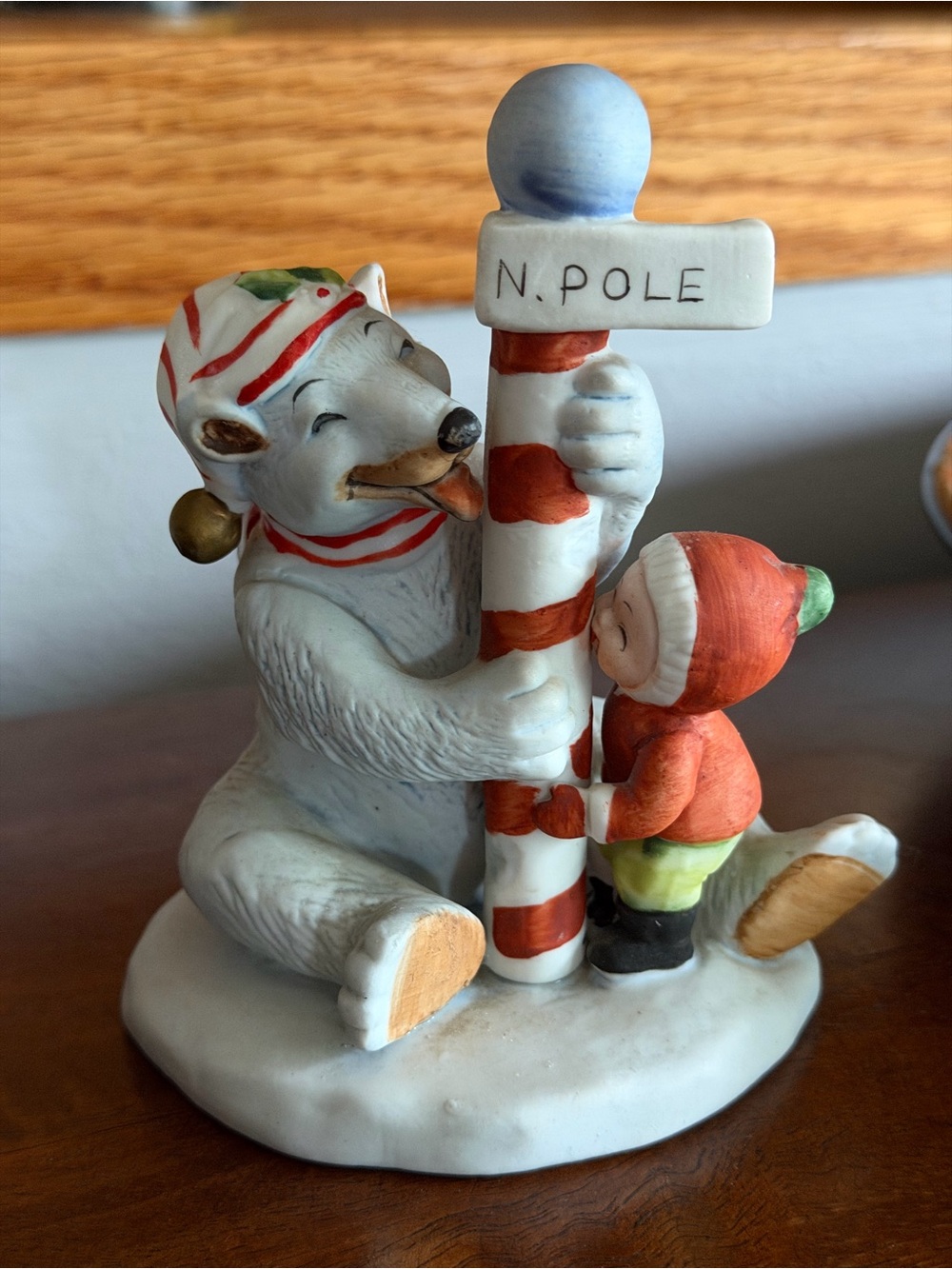 Le Pierre Bear and Me. Holiday Polar Bear & child Figurine -